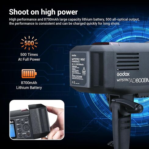 Godox AD600BM Outdoor Flash Strobe Light, 600Ws Bowens Mount Flash Monolight, 2.4G Wireless X System, GN87 1/8000 HSS Portable Lamp, with Godox AD-R6 Standard Reflector, 80cmX80cm /32"X32"Softbox in Saudi Arabia