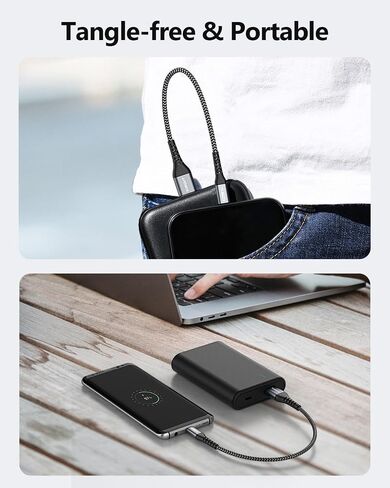 SUNGUY USB C Cable 1.5FT [3Pack] 3A USB to USB C Cable Fast Charging Data Sync Braided Compatible with iPhone 16 15 Pro/Pro Max/Plus, Samsung Galaxy S24/S23/S22, Note10/9, USB C Devices in Kuwait