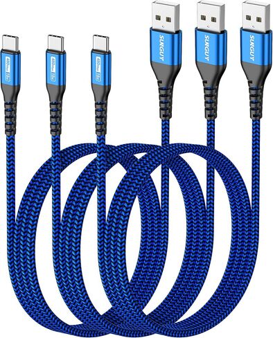 SUNGUY USB C Cable 1.5FT [3Pack] 3A USB to USB C Cable Fast Charging Data Sync Braided Compatible with iPhone 16 15 Pro/Pro Max/Plus, Samsung Galaxy S24/S23/S22, Note10/9, USB C Devices in Kuwait