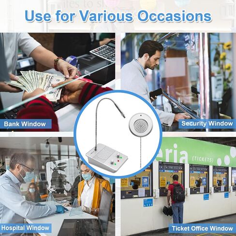 CallToU Window Speaker Intercom System,Dual Way Anti-Interference Intercommunication Microphone Talk Through Glass Window,for Business,Bank,Office,Hospital,Counter,Store,Station,School and More in Kuwait