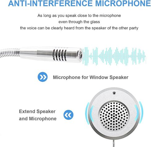 CallToU Window Speaker Intercom System,Dual Way Anti-Interference Intercommunication Microphone Talk Through Glass Window,for Business,Bank,Office,Hospital,Counter,Store,Station,School and More in Kuwait