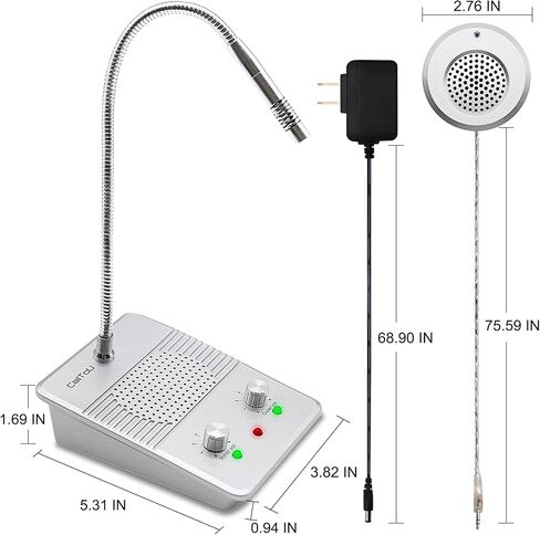 CallToU Window Speaker Intercom System,Dual Way Anti-Interference Intercommunication Microphone Talk Through Glass Window,for Business,Bank,Office,Hospital,Counter,Store,Station,School and More in Kuwait