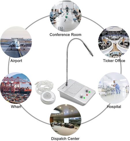 CallToU Window Speaker Intercom System,Dual Way Anti-Interference Intercommunication Microphone Talk Through Glass Window,for Business,Bank,Office,Hospital,Counter,Store,Station,School and More in Kuwait