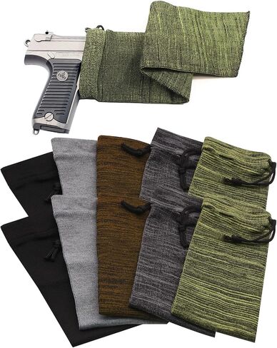 RUBY.Q 5/10/20pcs Handgun Socks, 16in Silicone Treated Knit Gun Socks, Breathable Moisture Gun Sock for Pistol Handgun in Saudi Arabia