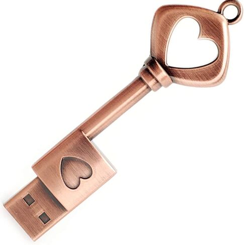 محرك أقراص فلاش USB 2.0 سعة 64 جيجابايت، عصا ذاكرة BorlterClamp، محرك أقراص إبهام معدني قديم على شكل قلب in Saudi Arabia