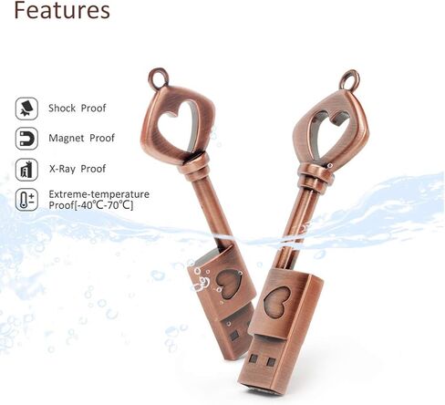 محرك أقراص فلاش USB 2.0 سعة 64 جيجابايت، عصا ذاكرة BorlterClamp، محرك أقراص إبهام معدني قديم على شكل قلب in Saudi Arabia