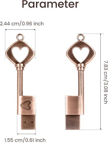 محرك أقراص فلاش USB 2.0 سعة 64 جيجابايت، عصا ذاكرة BorlterClamp، محرك أقراص إبهام معدني قديم على شكل قلب in Saudi Arabia