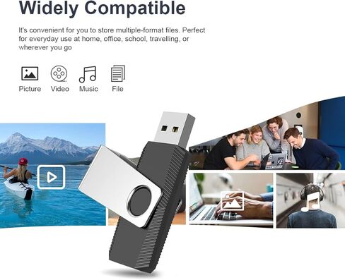 64 GB Flash Drive, Aiibe USB Flash Drive Thumb Drive 64GB Memory Stick Zip Drive Swivel Design Pen Drive Fold Storage Jump Drive 64 G USB 2.0 Black in Kuwait