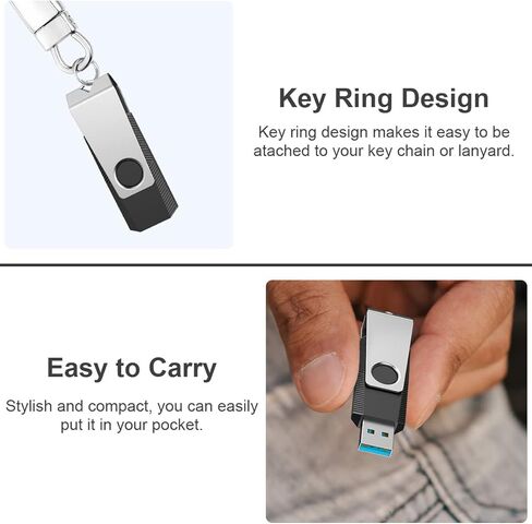 64 GB Flash Drive, Aiibe USB Flash Drive Thumb Drive 64GB Memory Stick Zip Drive Swivel Design Pen Drive Fold Storage Jump Drive 64 G USB 2.0 Black in Kuwait