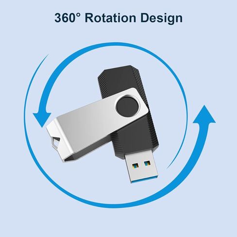 64 GB Flash Drive, Aiibe USB Flash Drive Thumb Drive 64GB Memory Stick Zip Drive Swivel Design Pen Drive Fold Storage Jump Drive 64 G USB 2.0 Black in Kuwait