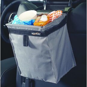High Road TrashStash Hanging Car Garbage Bag with Push-Close Lid and Waterproof Bin for Car, SUV and Truck Seat Backs - Holds 3 Gallons of Car Trash (Black)