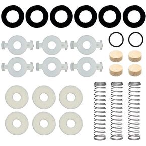 CashBeat Trumpet Repair Kit, Trumpet Replacement Parts, Includes 6 Valve Guides, 12 Felt Washers, 4 Water Key Corks, 3 Valve Springs, and 2 O Ring Bumper Stoppers