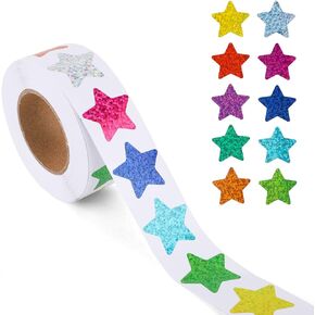 500pcs Foil Star Stickers, 1inch Small Star Stickers Roll Colored Self Adhesive Star Stickers for Kids Teachers Reward Supplies
