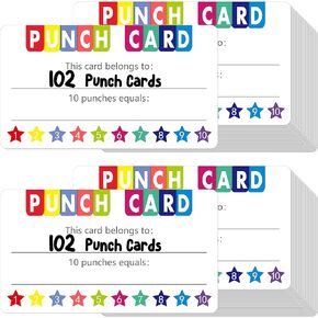 200 PCS Punch Cards, Incentive Card with Handheld Puncher Kit Star Shaped Incentive Loyalty Reward Cards Boost Creativity & Skills Development for Business, Classroom, Students Behavior, 3.5" x 2"