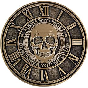 Memento Mori Coin Medallion Stoicism Gift Amor Fati Metal Gold Color Token EDC Challenge Stoic Reminder Pendant Momento Mori Gift for Daily Stoic Practice Memento Vivere Skull…