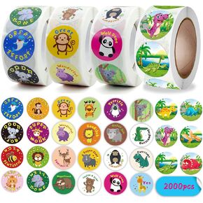 2000pcs Teacher Motivational Stickers for Kids Reward Stickers Students Children 4 Roll Motivational Stickers Labels 30 Styles