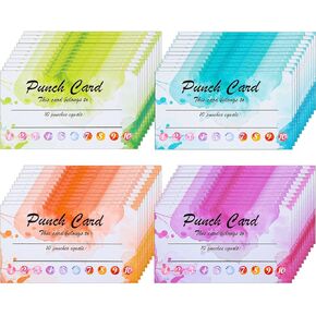 320 Pieces Punch Cards, Incentive Loyalty Reward Card Student Awards Loyalty Cards for Business, Classroom, Kids Behavior, Students, Teachers, 3.5 x 2 Inch, 4 Styles (Colorful) in Kuwait