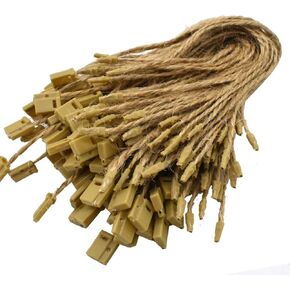 500 Pcs Hemp Twine Hang Tag String Snap Lock Pin Loop Fastener Hook Ties Easy and Fast to Attach