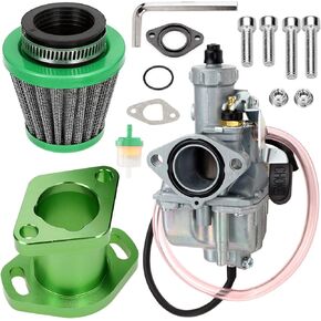 FVRITO Performance VM22 26mm Carburetor Carb for Predator 212cc 196cc Coleman CT200U BT200X Mini Bike KT196 Go Kart GX160 GX200 6.5hp Clone Engine with 38mm Air Filter Intake Manifold Stage 1 Kit Red