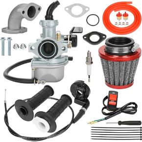 YOXUFA PZ22 22mm Carburetor Carb 38mm Air Filter Throttle Cable Grip Kit for 110cc 125cc ATV Pit Dirt Bike Coolster Mountopz SSR TaoTao DB14 DB24 Apollo Xpro Hawk 4 Stroke Engine Chinese Quad Parts