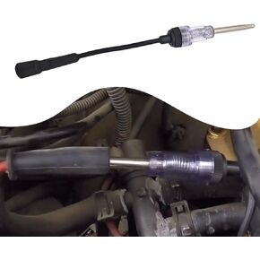 1 PC Car Inline Spark Plug Tester, Plug Engine Ignition System Detector, Spark Plug Coil Small Armature Diagnostic Detector Tool, Universal Accessories for Most Cars Lawn Mower Engines (Black)