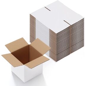 Calenzana 12x4x3 Shipping Boxes Set of 25, White Corrugated Cardboard Box for Mailing Packing Gifts Small Business in Kuwait