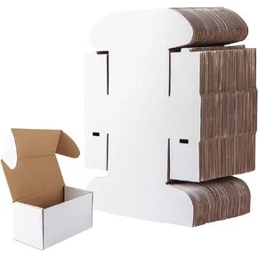 RLAVBL 6x4x3 Shipping Boxes Set of 50, White Small Corrugated Cardboard Box, Mailer Box