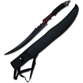 BladesUSA HK-1482 Red Flame Samurai Fantasy Sword, Black/Silver, 26-Inch Length