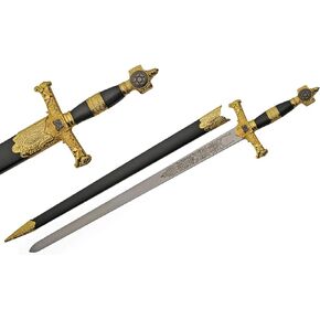Szco Supplies 34"" Medieval Star of David Ceremonial Sword with Scabbard, Gold (926927)