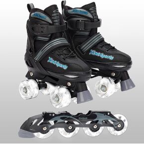XINO SPORTS 2 in 1 Combo, Kids Roller Skates | Inline Skates - Interchangeable LED Light Up Skates for Kids Ages 6-12, Teens & Adults, Inline Skates for Girls and Boys, Adjustable Roller Skates Blades