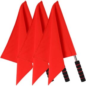 GANAZONO 3PCS Red Volleyball Flags Line Judge Referee Flag Stainless Steel Hand Flag Sponge Handle for Volleyball Track 45CM