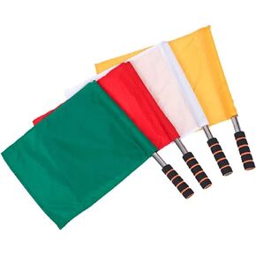 zmgmsmh 4 pcs Referee Flags Stainless Steel Rod Sponge Handle Linesman flags Command Flag Signal Flag for Soccer Volleyball Football sports match supplies