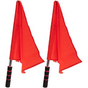 2pcs Referee Flag Stainless Steel Hand Flag Red Signal Flag Sponge Handle Patrol Linesman Performance Official Flag for Sports Events Football Volleyball Track