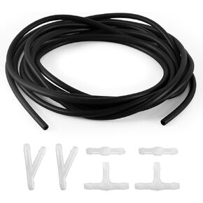 Tongze 16.4FT 4mm Silicone Vacuum Tubing Hose with 6pcs ABS Hose Connector,High Temp Vacuum Lines Automotive Replacement,Used for windshield washer fluid vacuum hose,air intake components,etc