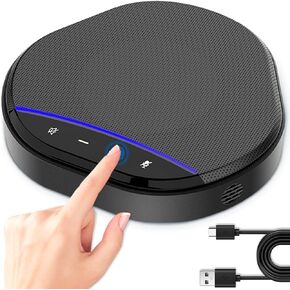 CofunKool Conference Speaker and Microphone, USB Speakerphone Built-in AI Noise Reduction Mic, 360° Voice Pickup Echo Cancellation Conference Microphone with 5W Speaker and Touch Control Mute