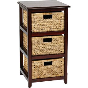 OSP Home Furnishings Seabrook وحدة تخزين من طبقتين مع سلال طبيعية، لمسة نهائية بيضاء in Kuwait