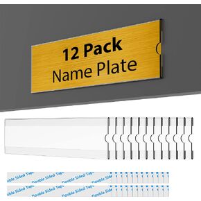 TONICE® 12 Pack 8x2 Wall Nameplate Holders, Acrylic Nameplate Holders, Wall Mount Transparent Nameplate Holders, Office Name Holders.