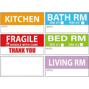 Yoget 42x90mm Large Home Moving Labels for Apartment Moving, 4 Different Color Coded Packing Labels + 40Pcs Fragile Stickers + 40 Pcs Removable Blank Furniture Labels (240 Labels)
