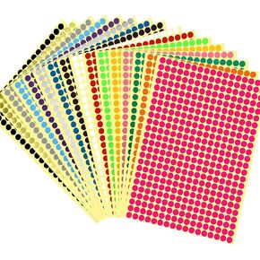 JANYUN Colored Dot Stickers, Small Color Labels Coding Circle Round Coding Dot Labels Stickers (6528)