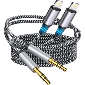 Apple MFi Certified Aux Cord for iPhone, Lightning to 3.5mm Jack Nylon Braided Audio Cable for iPhone 14 13 12 11 XS XR X 8 7 6 iPad to Car/Home Stereo/Headphone/Speaker, Headphone in Kuwait