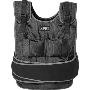 SPRI 20 lb Weighted Vest for Women & Men - Adjustable Weight Vest for Running, Strength Training, Endurance, and Fitness - Ten 2lb Weight Bags for Customized Workout - Comfort Fit and Durable Closure
