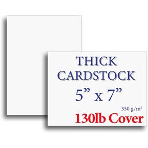 Extra Heavy Duty 130lb Cover Cardstock - 5" x 7" Bright White - 350gsm 17pt Thick Paper - Index, Flash & Post Card Stock - 100 Pack