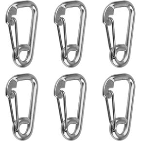 304 Stainless Steel Spring Snap Hook, 4 inches Heavy Duty Marine Grade Safety Clip, 3/8"(10 mm) Diameter Carabiner Hook with Eye for Ship Boat (6 Pack)