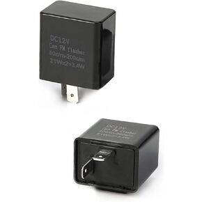 Pack-2 Adjustable LED Electronic Flasher Relay, 2 Pin Electronic Turn Signal Flasher Relay, 12V Electronic Automotive Replacement Flashers for Most Cars (Black)