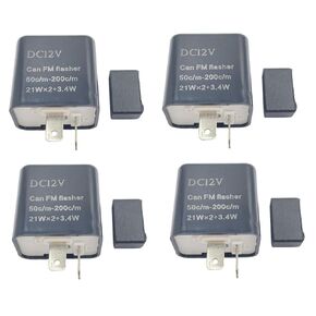 4pcs 12V 2 Pin Speed Adjustable Electronic Flasher Relay for Car Motorcycle Truck Turn Signal & Hazard Warn Hyper LED Lights