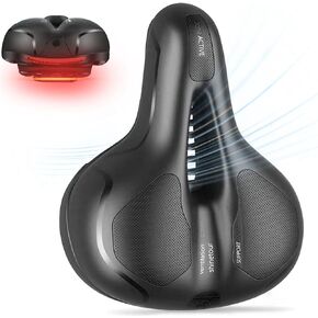 Oversized Electric Scooter Saddle with Warning Light - Extra Wide Bicycle Seat Compatible with Electric Scooter/Bike, Soft Memory Foam Padded Scooter Seat Saddle Universal Replacement Part