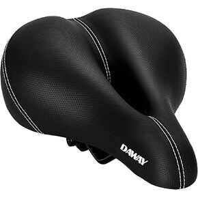 DAWAY Comfortable Men Women Bike Seat - Soft Memory Foam Padded Bicycle Seat, Bike Saddle Replacement with Wide Cushion for Peloton, Mountain & Exercise Bikes, Shock Absorbing, Waterproof, Universal