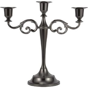 Dyna-Living Candelabra Candle Holder 3-Candle Metal Candelabra Black Candlestick Stand for Long Candles Wedding Party Anniversary Tall Candle Holder (2pcs)