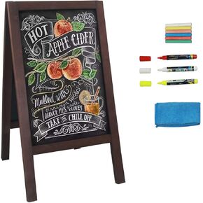 Chalkboard Sign 40x20'' Outdoor Chalk Board Signs Sandwich Board Sign Wooden A Frame Sidewalk Sign Large Standing Chalkboard with Liquid & Solid Chalk for Party Wedding Restaurant