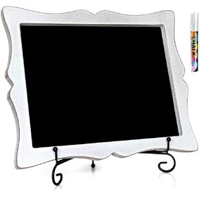 Small Chalkboard Sign with Easel (11x13) + White Liquid Chalk Marker | Hanging or Freestanding Framed Chalkboard with Hand Crafted Sweetheart Frame - Multipurpose | Small Chalkboard Sign